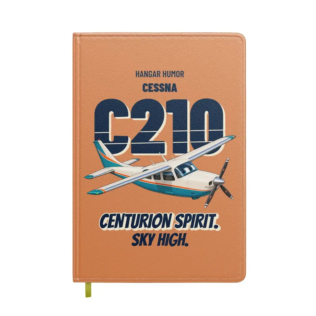 Cessna 210 Centurion - Centurion spirit. Sky high. design on orange notebook