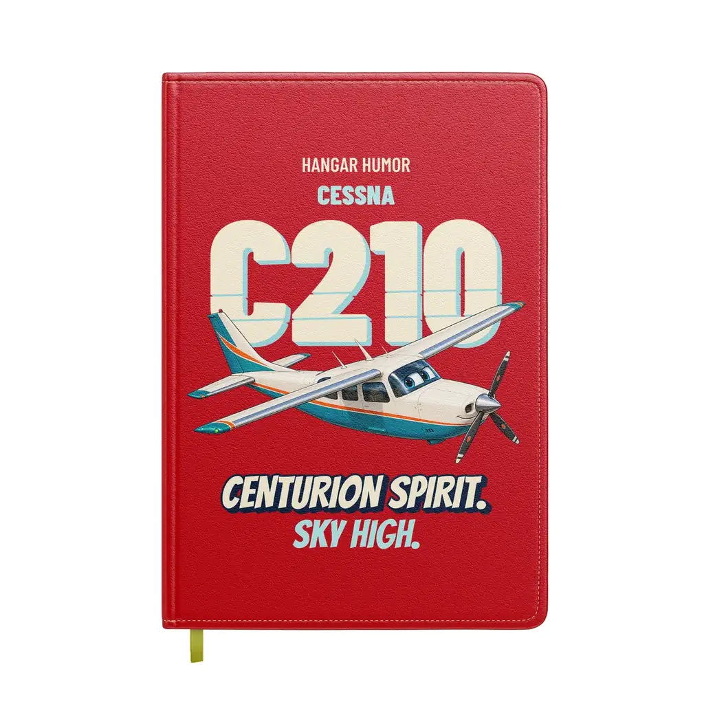 Cessna 210 Centurion - Centurion spirit. Sky high. design on red notebook