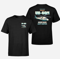 Thumbnail for Sikorsky UH-60M Black Hawk - Heavy duty. Light hearted. - Double-Side T-Shirt design on black double side t shirt