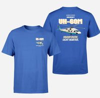 Thumbnail for Sikorsky UH-60M Black Hawk - Heavy duty. Light hearted. - Double-Side T-Shirt design on blue double side t shirt