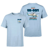 Thumbnail for Sikorsky UH-60M Black Hawk - Heavy duty. Light hearted. - Double-Side T-Shirt design on lightblue double side t shirt