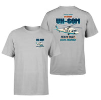 Thumbnail for Sikorsky UH-60M Black Hawk - Heavy duty. Light hearted. - Double-Side T-Shirt design on lightgray double side t shirt