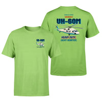 Thumbnail for Sikorsky UH-60M Black Hawk - Heavy duty. Light hearted. - Double-Side T-Shirt design on lightgreen double side t shirt