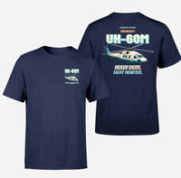 Thumbnail for Sikorsky UH-60M Black Hawk - Heavy duty. Light hearted. - Double-Side T-Shirt design on navyblue double side t shirt