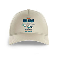 Thumbnail for Sikorsky UH-60M Black Hawk - Heavy duty. Light hearted. design on beige printed hat
