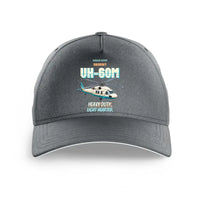 Thumbnail for Sikorsky UH-60M Black Hawk - Heavy duty. Light hearted. design on gray printed hat