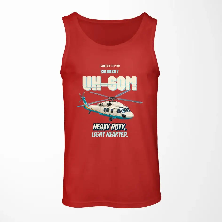 Sikorsky UH-60M Black Hawk - Heavy duty. Light hearted. design on red tank top
