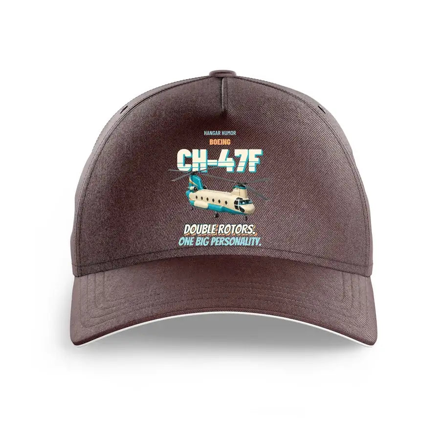 Boeing CH-47F Chinook - Double rotors. One big personality. design on brown printed hat