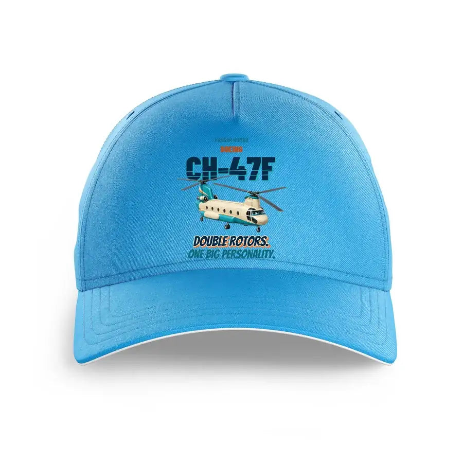 Boeing CH-47F Chinook - Double rotors. One big personality. design on light blue printed hat
