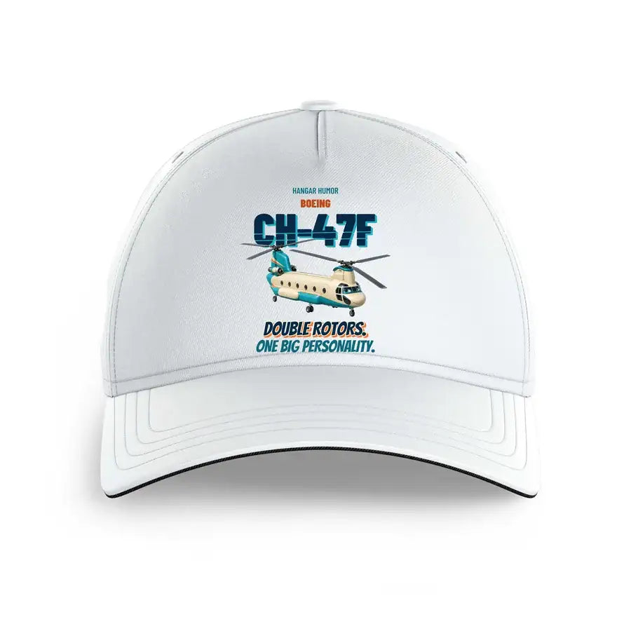 Boeing CH-47F Chinook - Double rotors. One big personality. design on white printed hat