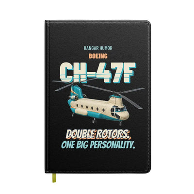 Boeing CH-47F Chinook - Double rotors. One big personality. design on black notebook