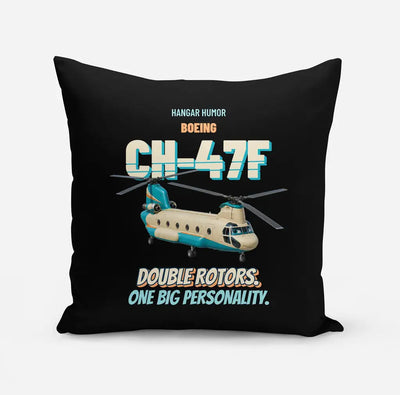 Boeing CH-47F Chinook - Double rotors. One big personality. design on black pillow