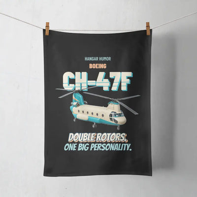 Boeing CH-47F Chinook - Double rotors. One big personality. design on black towel