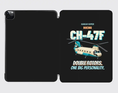 Boeing CH-47F Chinook - Double rotors. One big personality. design on black ipad tablet case