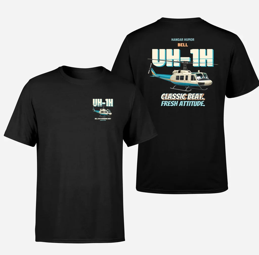 Bell UH-1H Iroquois Huey - Classic beat. Fresh attitude. - Double-Side T-Shirt design on black double side t shirt
