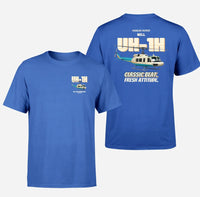 Thumbnail for Bell UH-1H Iroquois Huey - Classic beat. Fresh attitude. - Double-Side T-Shirt design on blue double side t shirt