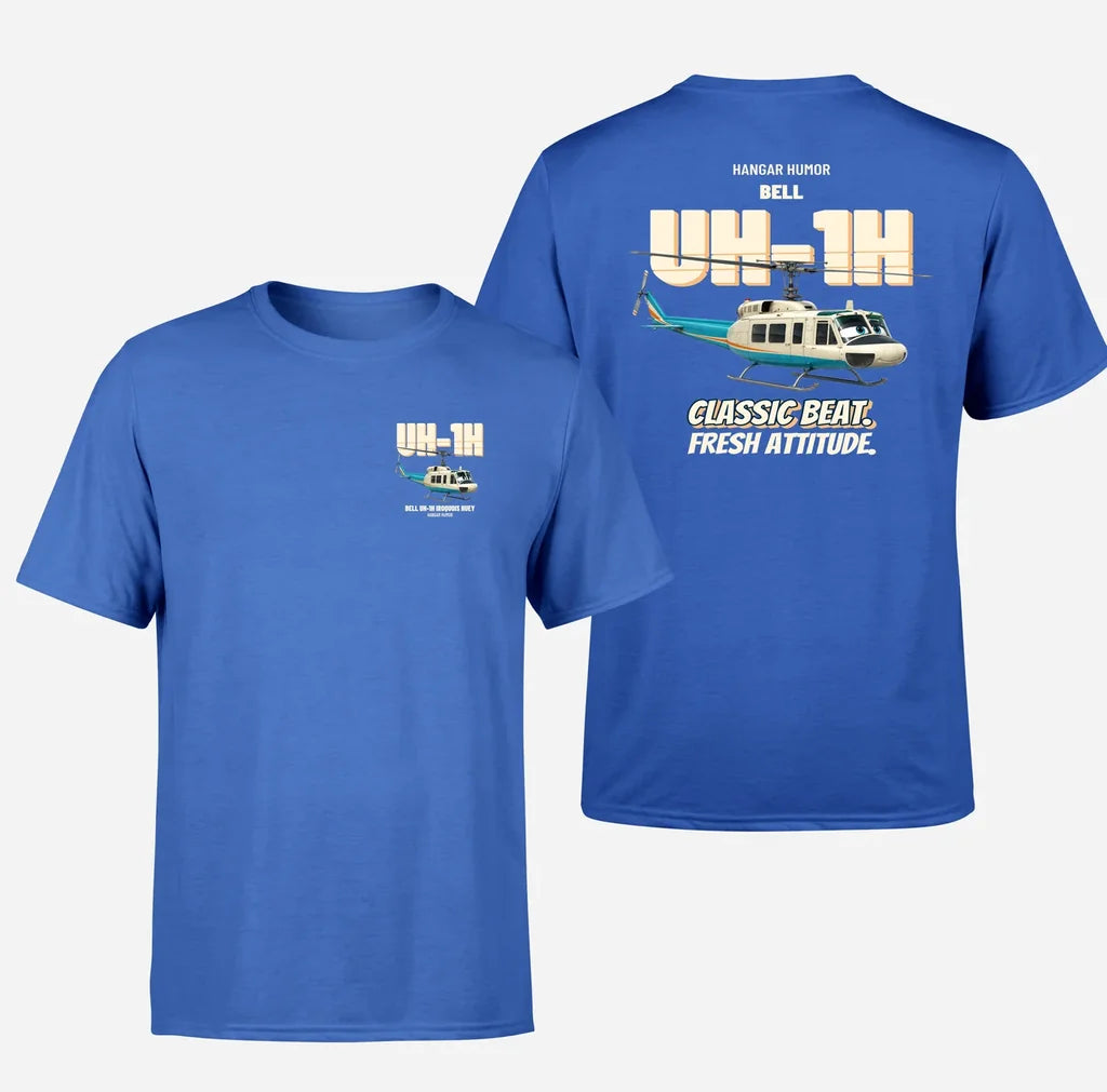 Bell UH-1H Iroquois Huey - Classic beat. Fresh attitude. - Double-Side T-Shirt design on blue double side t shirt