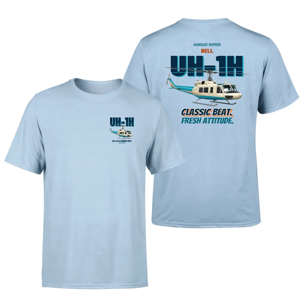 Bell UH-1H Iroquois Huey - Classic beat. Fresh attitude. - Double-Side T-Shirt design on lightblue double side t shirt