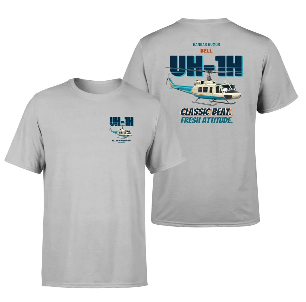 Bell UH-1H Iroquois Huey - Classic beat. Fresh attitude. - Double-Side T-Shirt design on lightgray double side t shirt