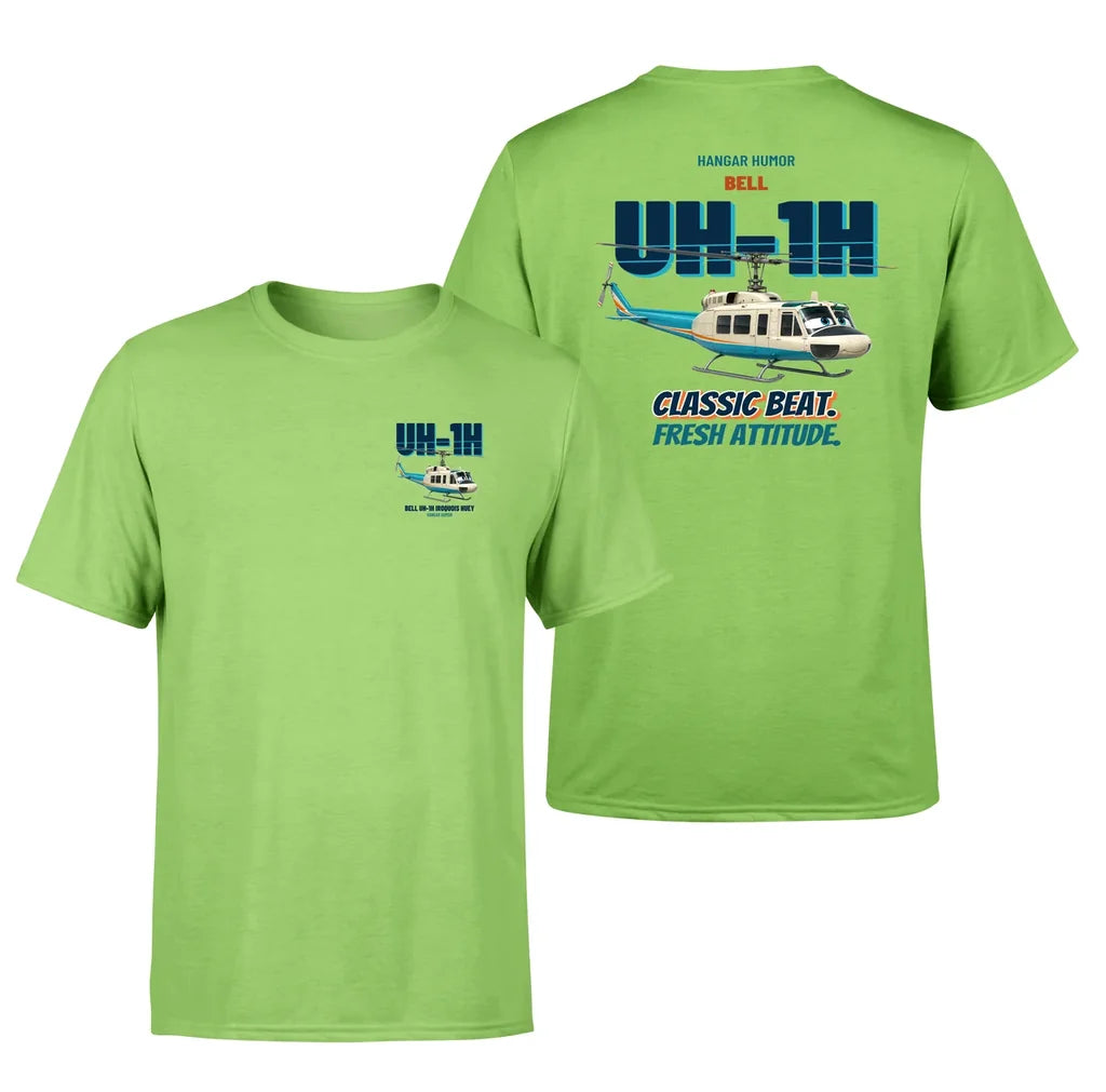 Bell UH-1H Iroquois Huey - Classic beat. Fresh attitude. - Double-Side T-Shirt design on lightgreen double side t shirt