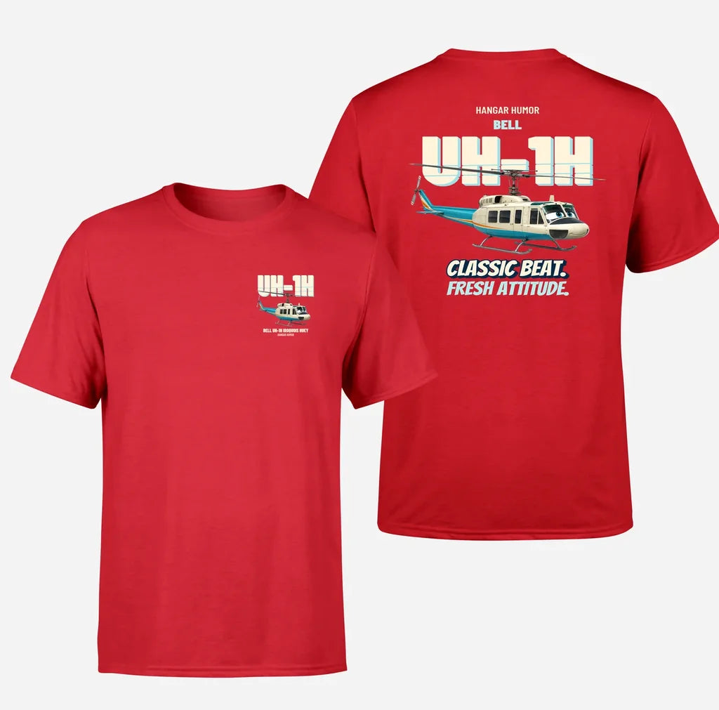 Bell UH-1H Iroquois Huey - Classic beat. Fresh attitude. - Double-Side T-Shirt design on red double side t shirt