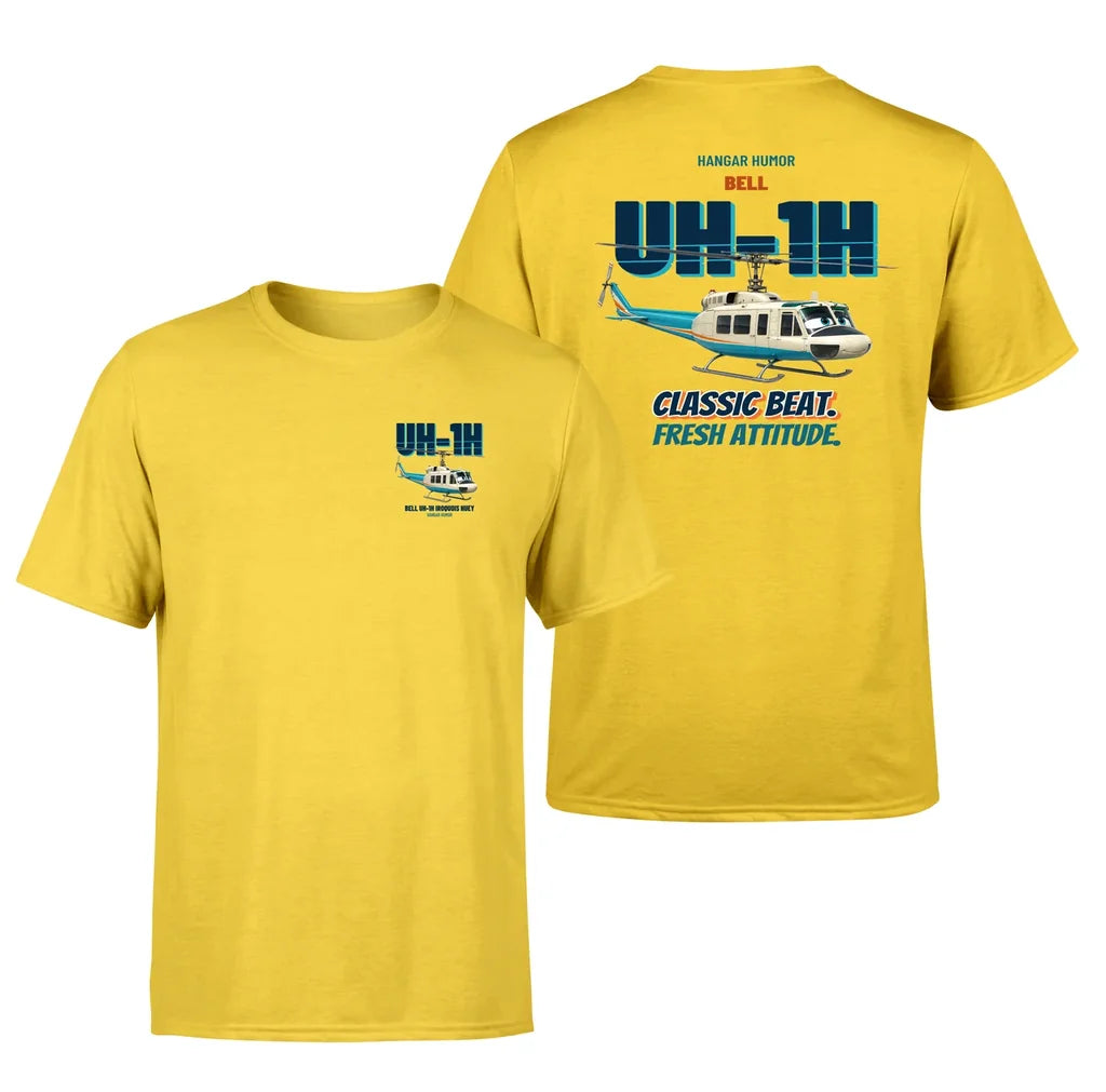 Bell UH-1H Iroquois Huey - Classic beat. Fresh attitude. - Double-Side T-Shirt design on yellow double side t shirt
