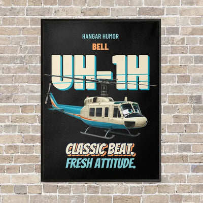 Bell UH-1H Iroquois Huey - Classic beat. Fresh attitude. vertical canvas print - framed - black background