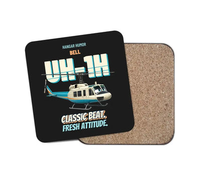 Bell UH-1H Iroquois Huey - Classic beat. Fresh attitude. design on black 1 piece coaster
