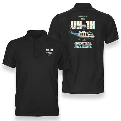 Bell UH-1H Iroquois Huey - Classic beat. Fresh attitude. design on black polo t-shirt