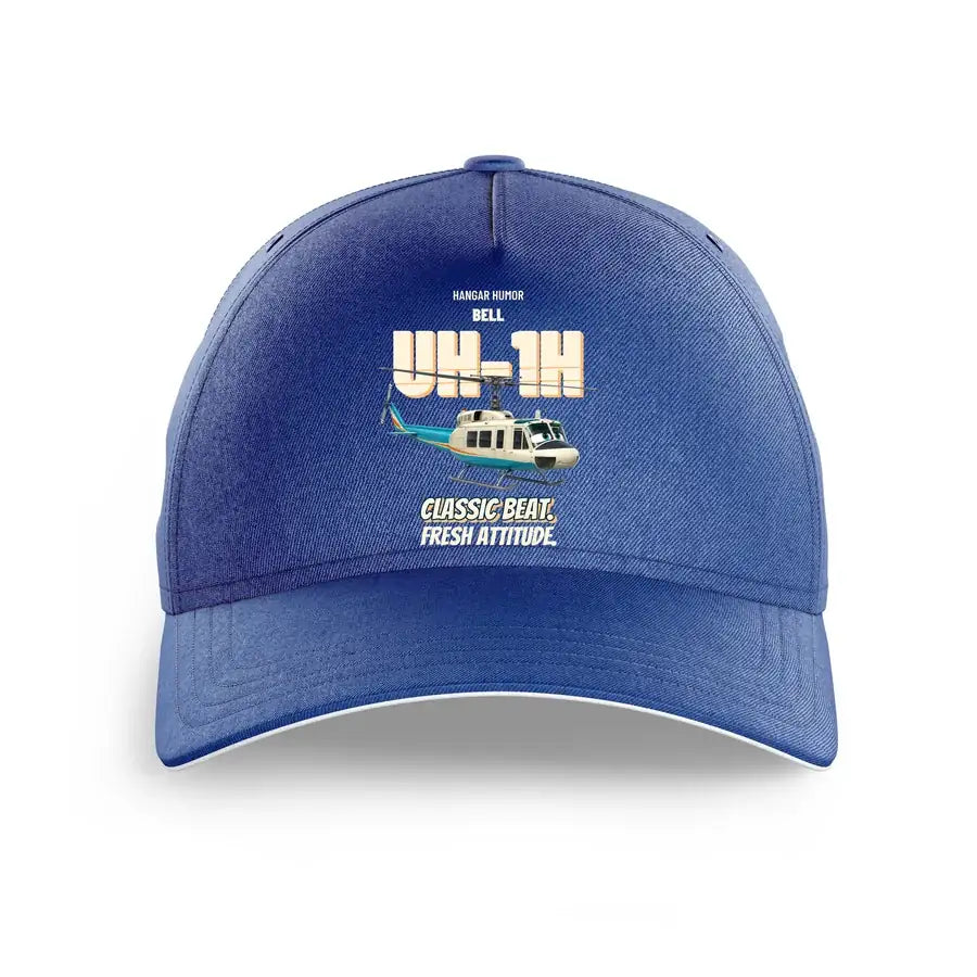 Bell UH-1H Iroquois Huey - Classic beat. Fresh attitude. design on blue printed hat
