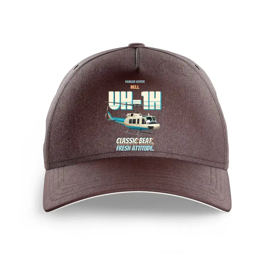 Bell UH-1H Iroquois Huey - Classic beat. Fresh attitude. design on brown printed hat