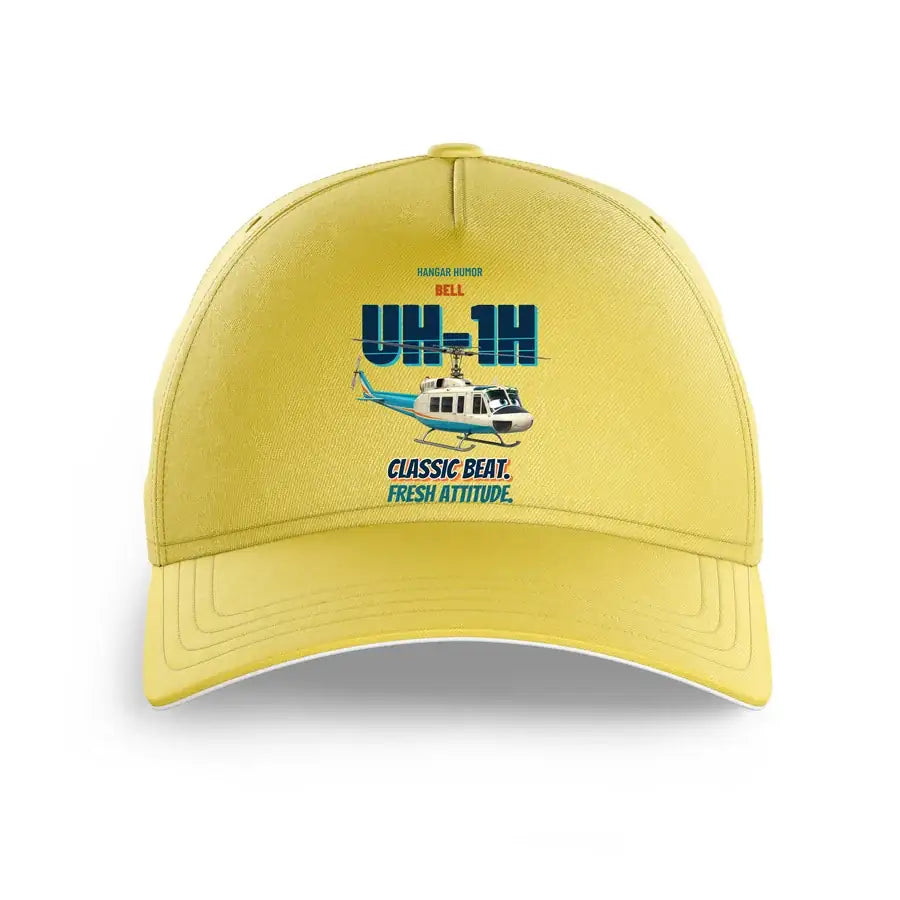 Bell UH-1H Iroquois Huey - Classic beat. Fresh attitude. design on yellow printed hat
