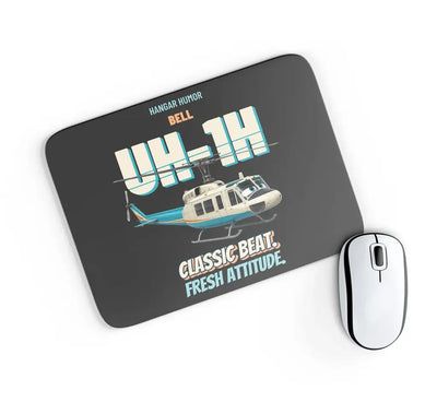 Bell UH-1H Iroquois Huey - Classic beat. Fresh attitude. design on black rectangle mouse pad