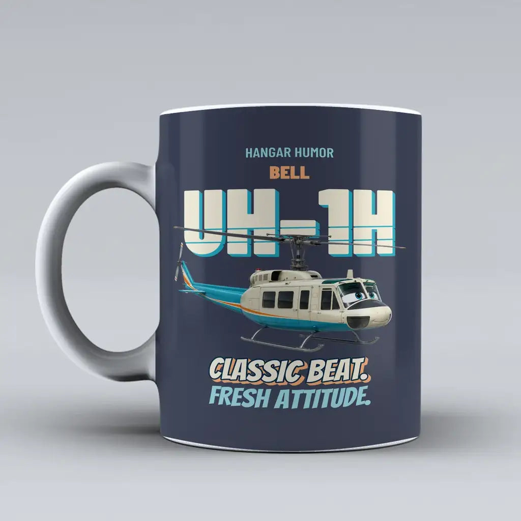 Bell UH-1H Iroquois Huey - Classic beat. Fresh attitude. design on dark blue ceramic mug