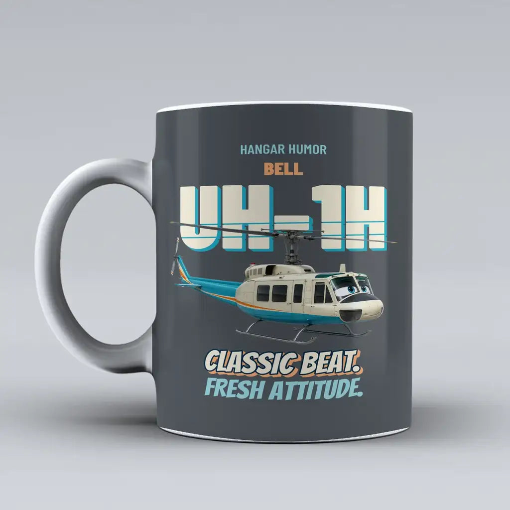 Bell UH-1H Iroquois Huey - Classic beat. Fresh attitude. design on gray ceramic mug