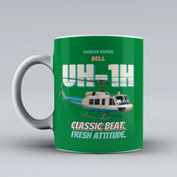 Thumbnail for Bell UH-1H Iroquois Huey - Classic beat. Fresh attitude. design on green ceramic mug