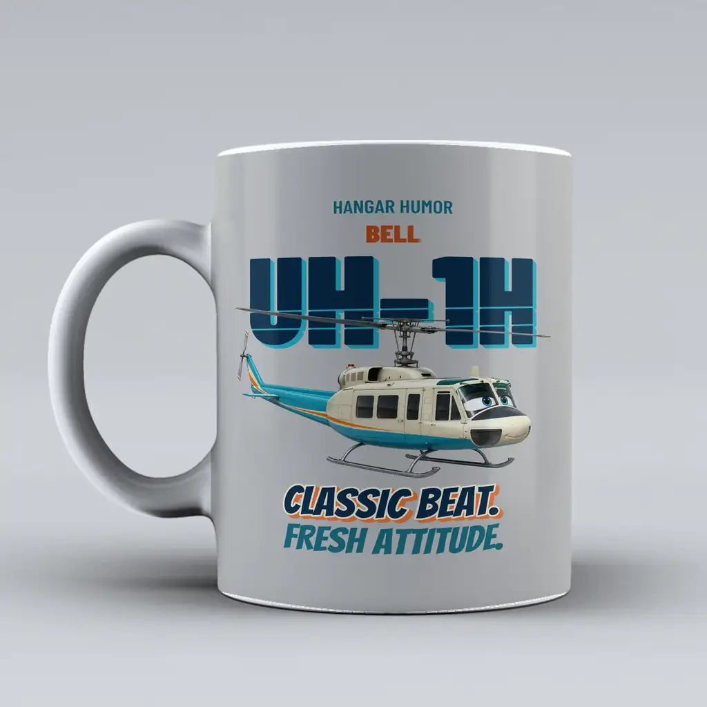 Bell UH-1H Iroquois Huey - Classic beat. Fresh attitude. design on light gray ceramic mug