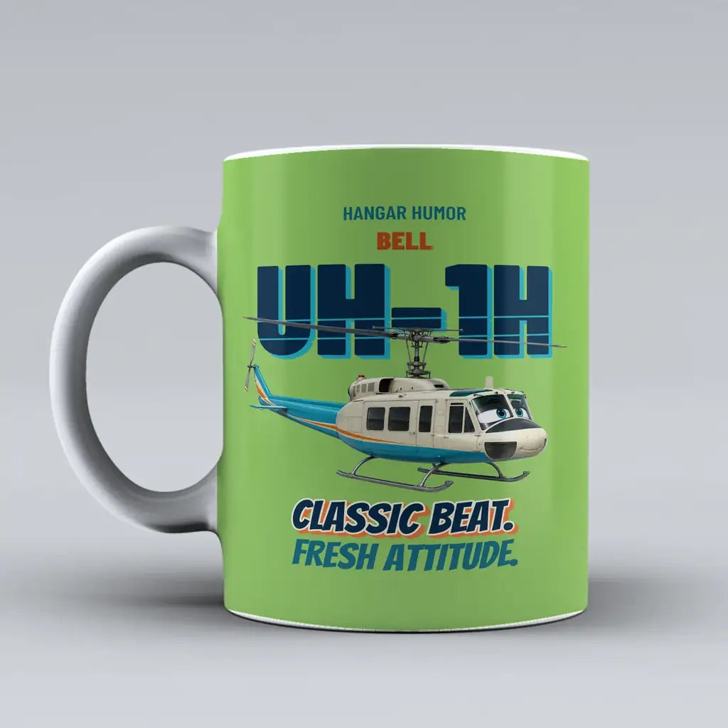 Bell UH-1H Iroquois Huey - Classic beat. Fresh attitude. design on light green ceramic mug