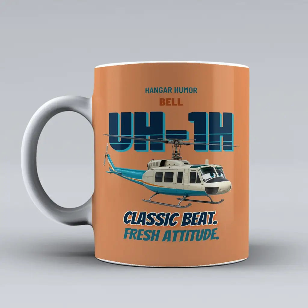 Bell UH-1H Iroquois Huey - Classic beat. Fresh attitude. design on orange ceramic mug