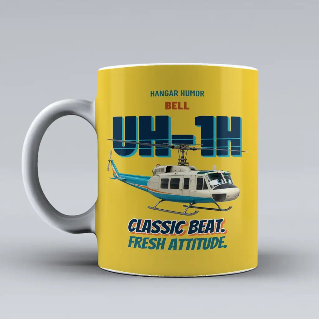 Bell UH-1H Iroquois Huey - Classic beat. Fresh attitude. design on yellow ceramic mug