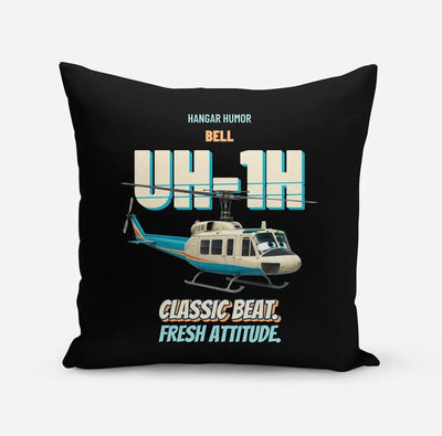 Bell UH-1H Iroquois Huey - Classic beat. Fresh attitude. design on black pillow