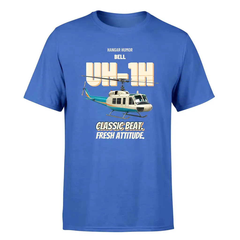 Bell UH-1H Iroquois Huey - Classic beat. Fresh attitude. - Premium T-Shirt design on blue premium t shirt