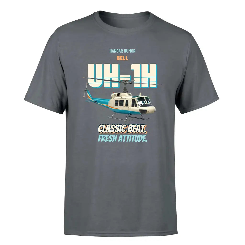 Bell UH-1H Iroquois Huey - Classic beat. Fresh attitude. - Premium T-Shirt design on gray premium t shirt