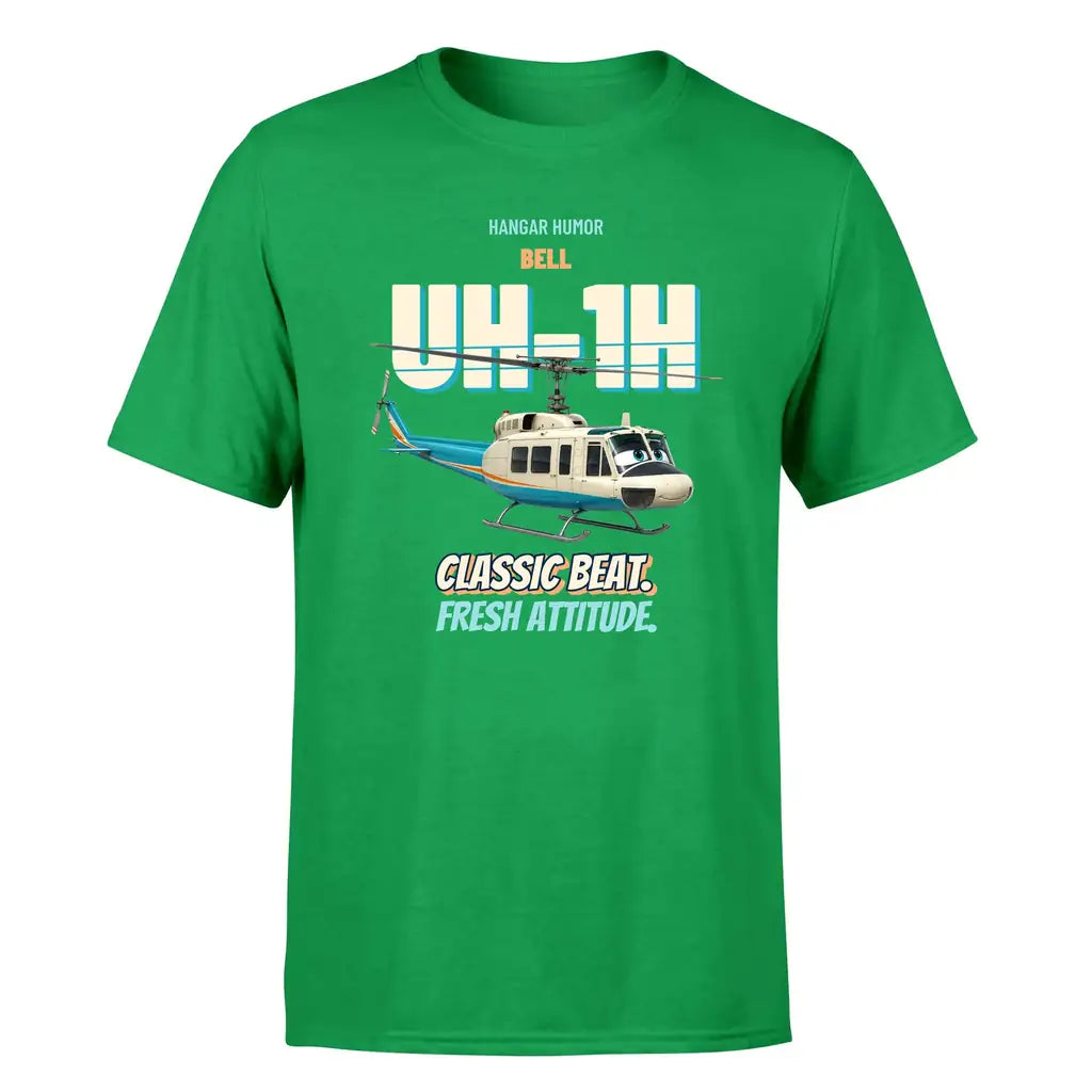 Bell UH-1H Iroquois Huey - Classic beat. Fresh attitude. - Premium T-Shirt design on green premium t shirt