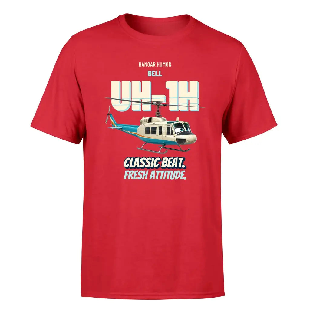 Bell UH-1H Iroquois Huey - Classic beat. Fresh attitude. - Premium T-Shirt design on red premium t shirt