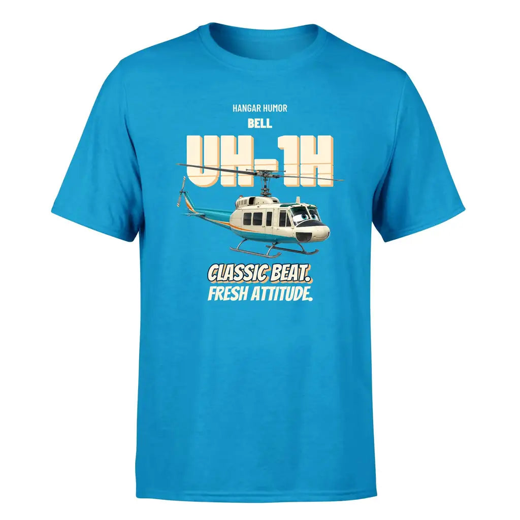 Bell UH-1H Iroquois Huey - Classic beat. Fresh attitude. - Premium T-Shirt design on turquoise premium t shirt
