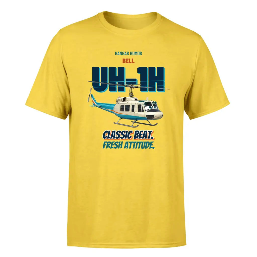 Bell UH-1H Iroquois Huey - Classic beat. Fresh attitude. - Premium T-Shirt design on yellow premium t shirt