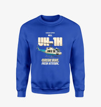 Thumbnail for Bell UH-1H Iroquois Huey - Classic beat. Fresh attitude. design on blue sweatshirt
