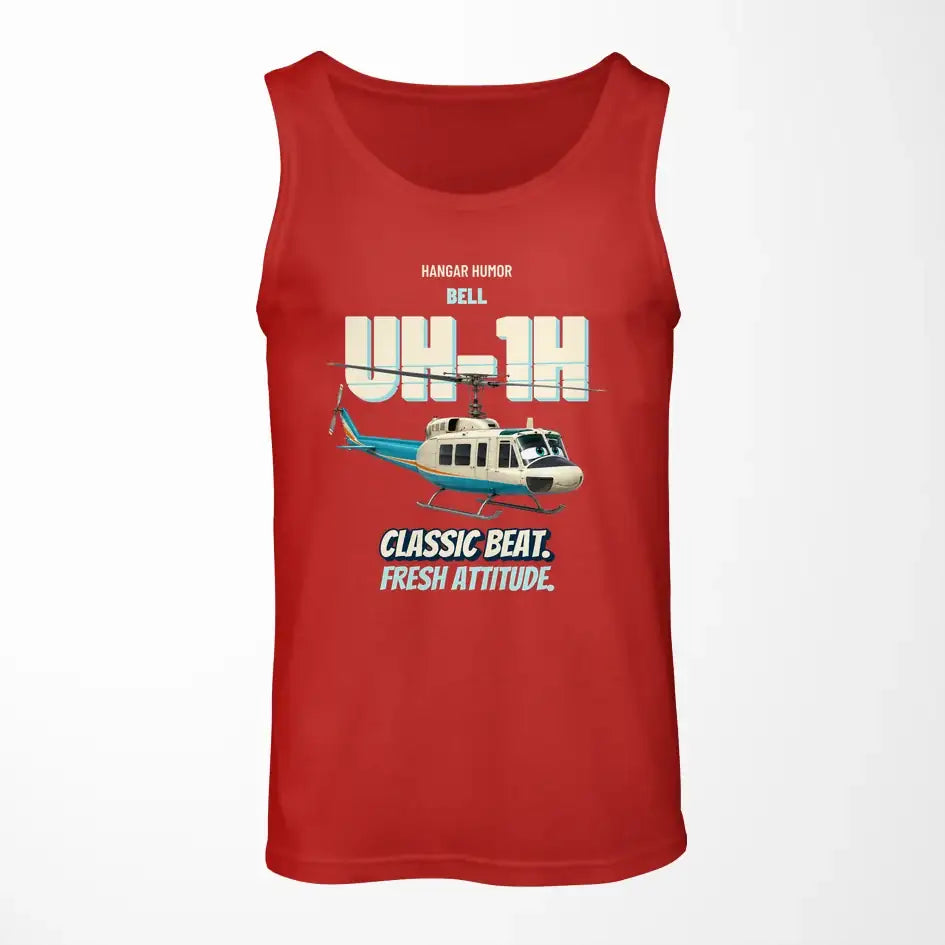 Bell UH-1H Iroquois Huey - Classic beat. Fresh attitude. design on red tank top
