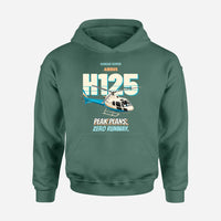 Thumbnail for Airbus H125 - Peak plans. Zero runway. design on green hoodie single side